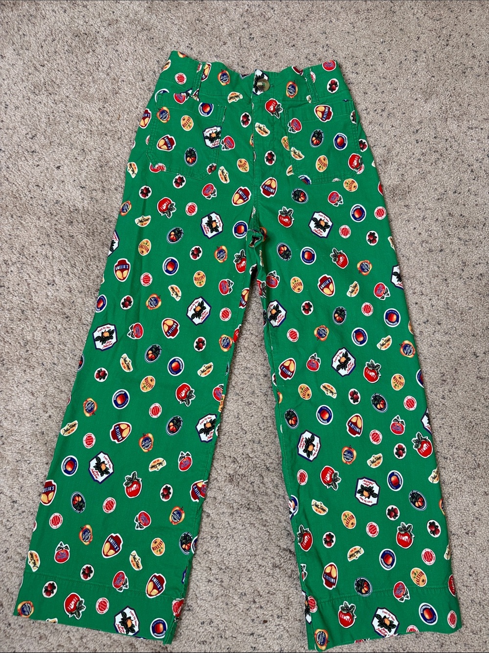 Anthropologie Maeve Green Printed Cropped Pants Sz 26